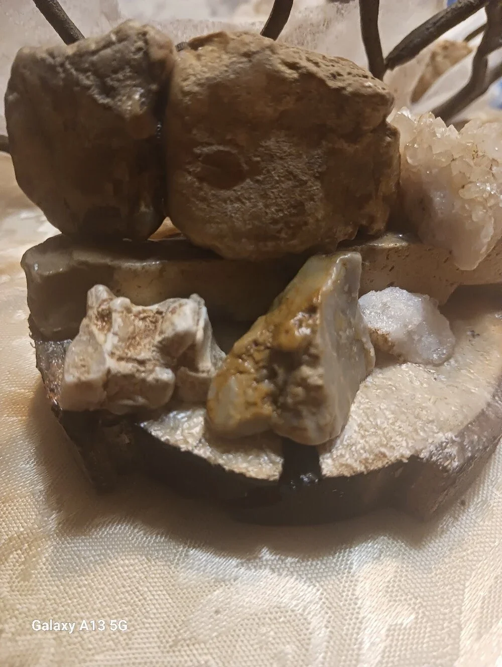 Decorative Natural Stone Decorative Accent Cluster in Beige and Cream - Handmade